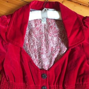 Vintage Anthropologie Red Velvet Jacket Elevenses